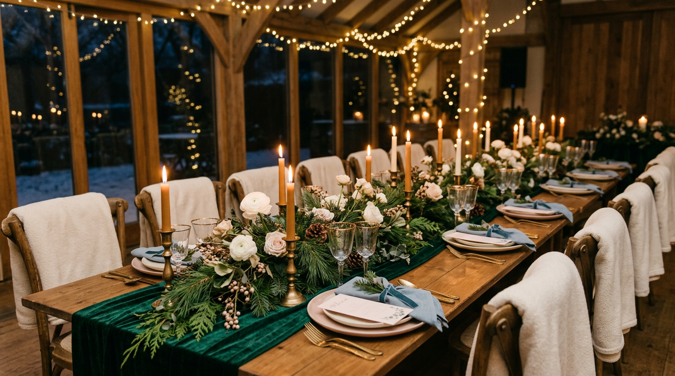 Cozy Winter Wedding Reception Decor: How to Style a Warm, Magical Celebration