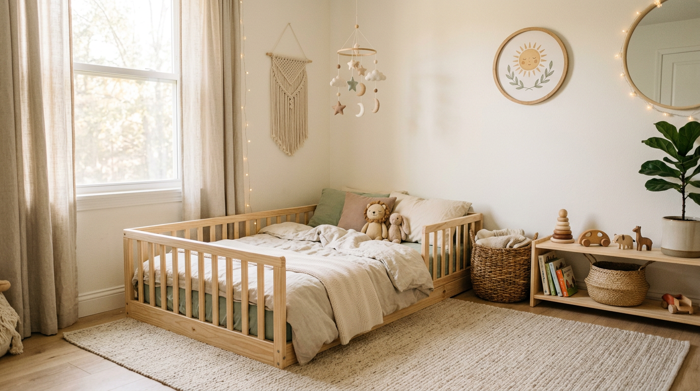 Montessori Baby Nursery Floor Bed Setup: Safety & Style