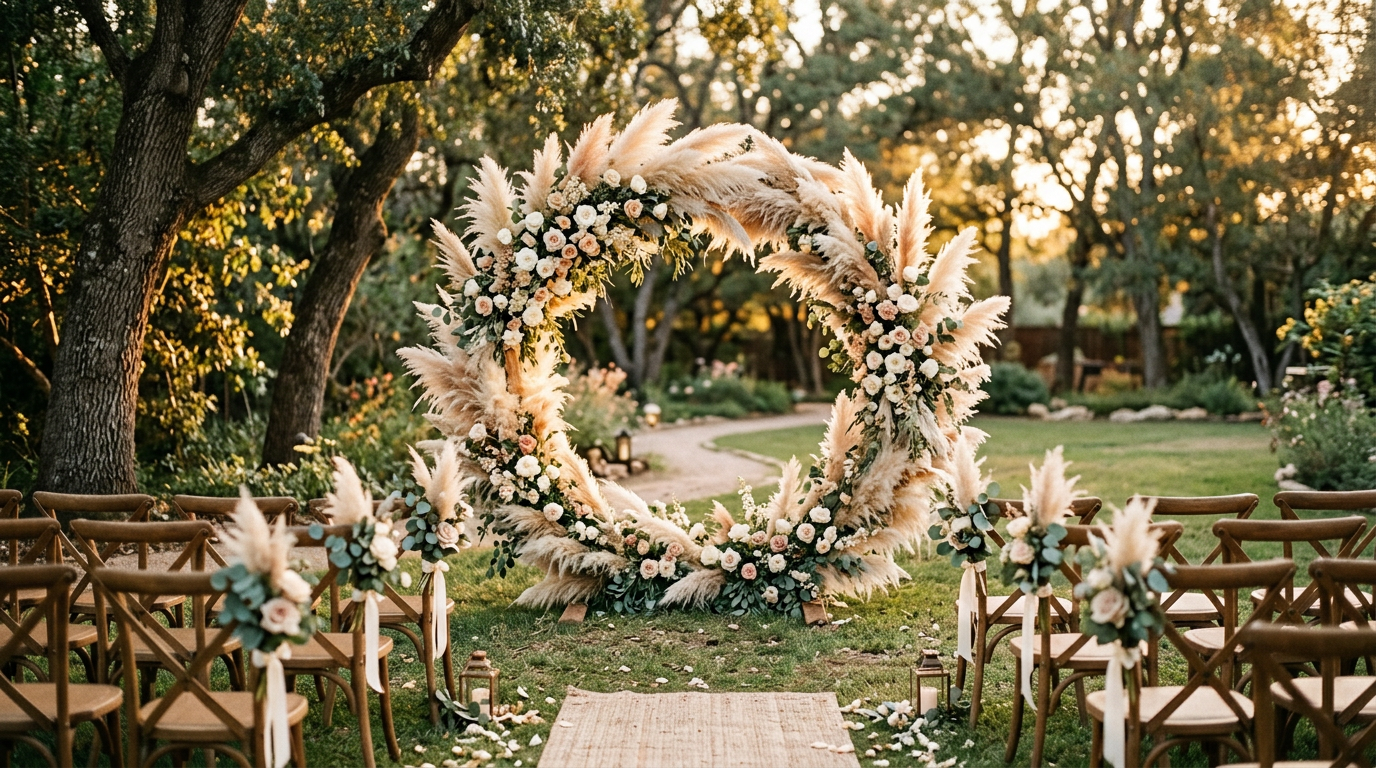 Pampas Grass Wedding Ceremony Backdrop: Elegant DIY Guide